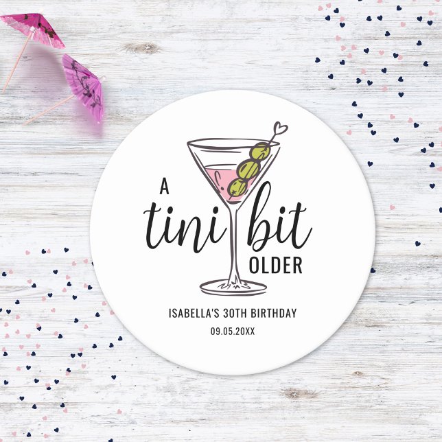 A Tini Bit Older Pink Martini Themed Birthday Underlägg Papper Rund (Skapare uppladdad)