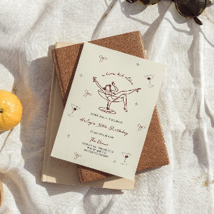 A Tini Bit Older Quirky Maroon Hand plockade Birth Inbjudningar