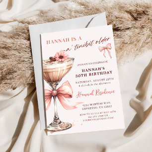 A Tini Bit Older Rosa Espresso Martini Birthday Inbjudningar