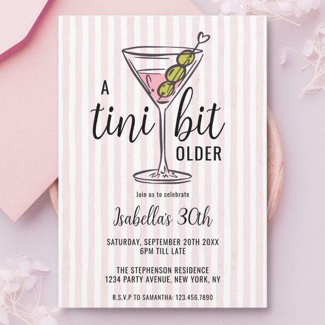 A Tini Bit Older Rosa Martini Birthday Inbjudningar (Skapare uppladdad)