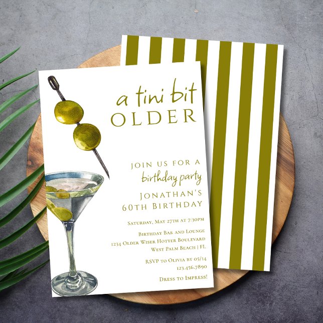A Tini Bit Older Two Olife Dirty Martini Birthday Inbjudningar (Skapare uppladdad)