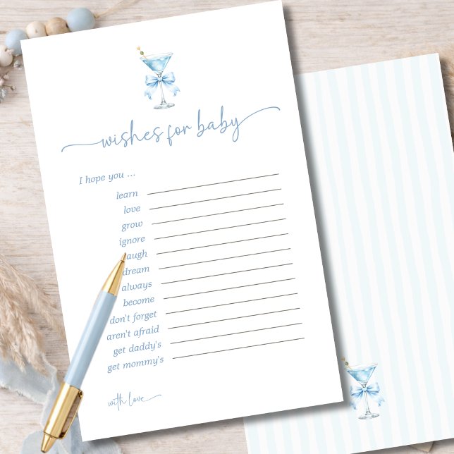 A Tini One Blue Bow Wishes For Baby Advice Card (Skapare uppladdad)