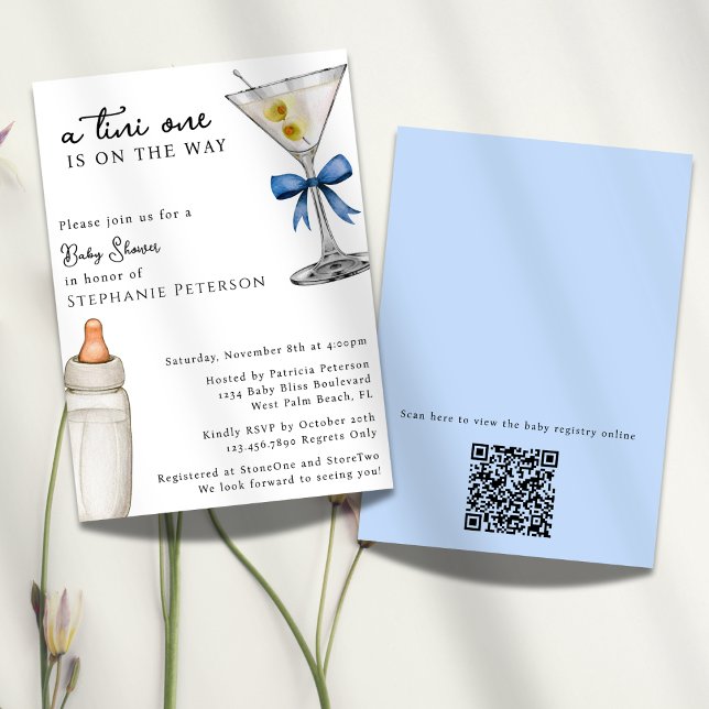 A Tini One Blue Martini ThBäste QR-kod Babydusch Inbjudningar (Skapare uppladdad)
