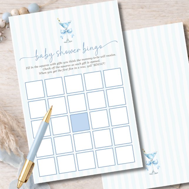 A Tini One Blue Stripes Baby Shower Bingo Game (Skapare uppladdad)