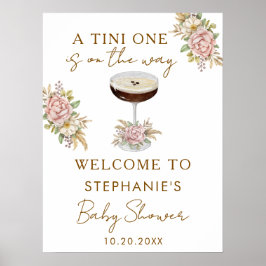 A Tini One Dusty Pink Espresso Martini Baby Shower Poster