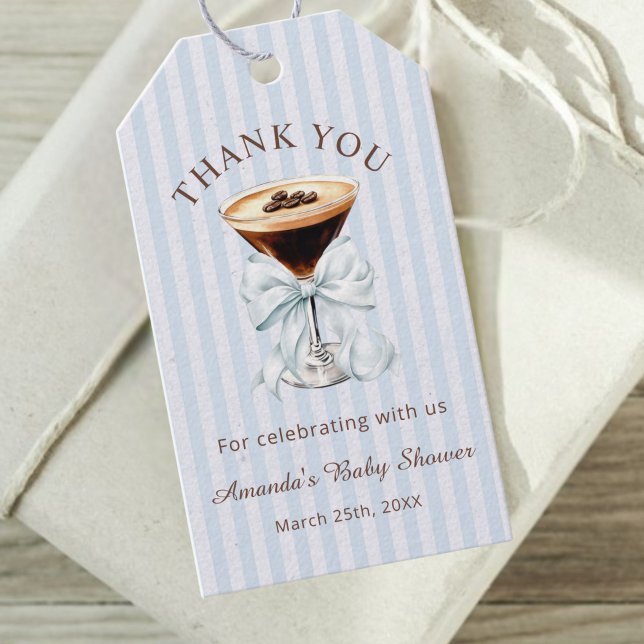 A tini One Espresso Martini Baby Shower  Presentetikett (Espresso Martini Baby Shower Theme Gift Tag)