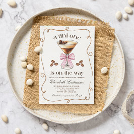 A Tini One Espresso Martini Pink Bow Baby Shower Inbjudningar
