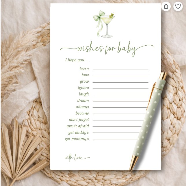 A Tini One Green Bow Wishes For Baby Advice Card (Skapare uppladdad)