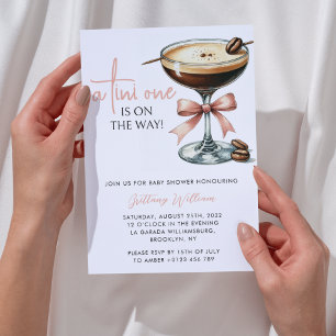 A Tini One Martini Girl Rosa Bow Baby Shower Inbjudningar