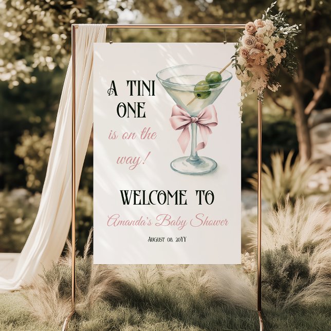 A Tini One Martini Pink Bow Baby Shower Welcome Poster (Skapare uppladdad)