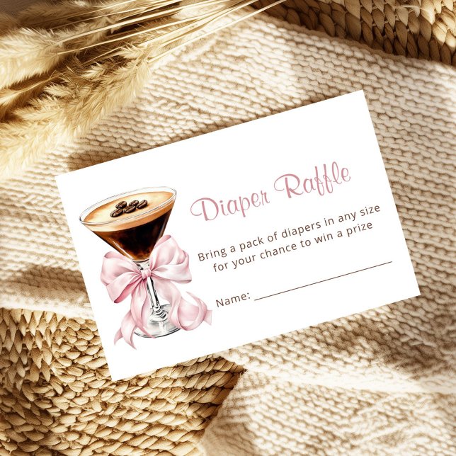 A Tini One Martini Pink Diaper Raffle Baby Shower  Tilläggskort (A tini One Is on the way Coquette Baby Shower Diaper Raffle Card)
