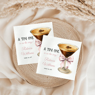 A Tini One Rosa Bow Espresso Martini Baby Shower Pappersservett