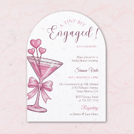 A Tiny Bit Engaged Pink Martini Bridal Shower Inbjudningar