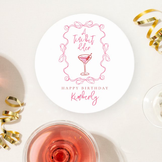 A Tiny Bit Older Scribbles Martini Birthday Party Underlägg Papper Rund (Skapare uppladdad)