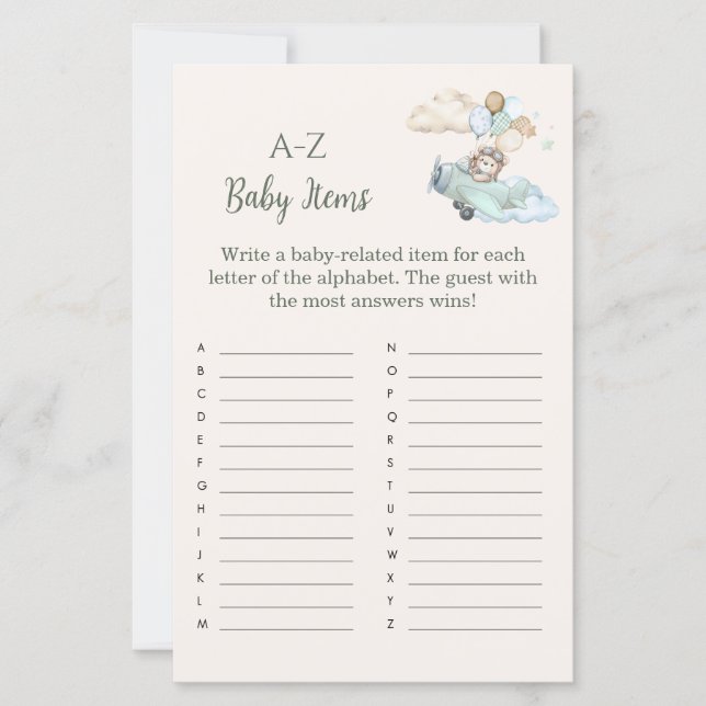 A to Z Baby Items Game Bearly Wait Airplane Boy (Framsida)