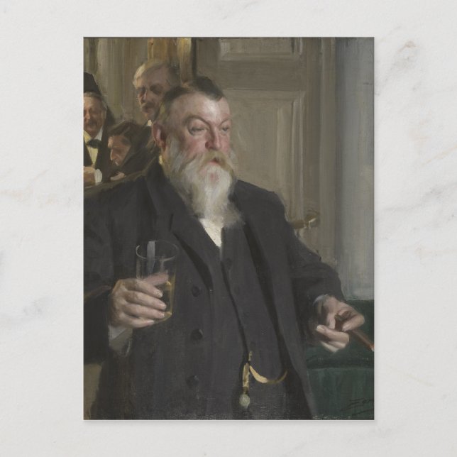 A Toast in Society by Anders Zorn Vykort (Framsida)