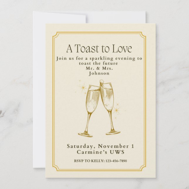 A Toast to Love Engagement Party Invitation Inbjudningar (Framsida)