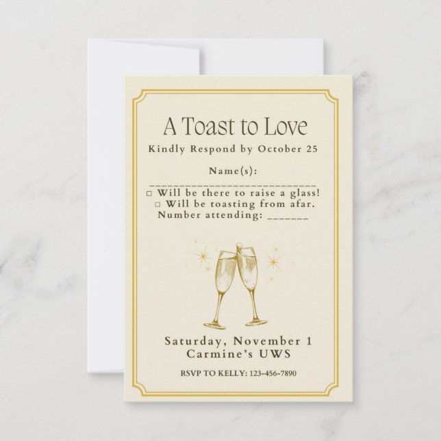 A Toast to Love Engagement Party - Response Card OSA Kort (Framsida)