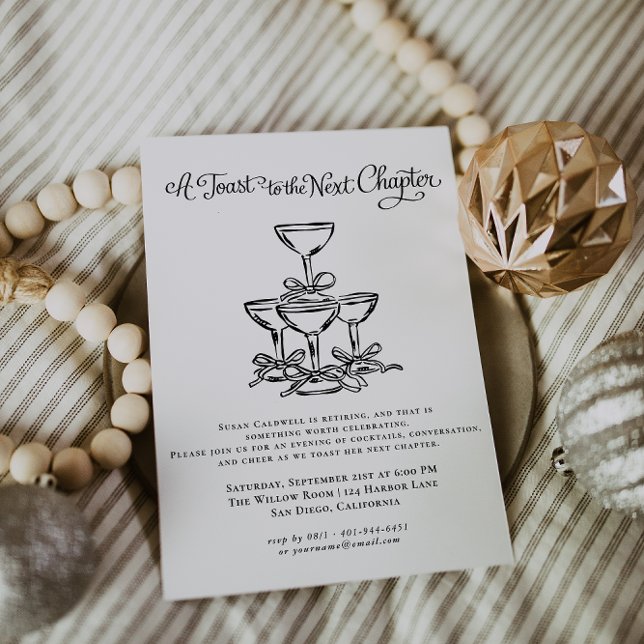 A Toast to the Next Chapter | Elegant Retirement  Inbjudningar (Skapare uppladdad)
