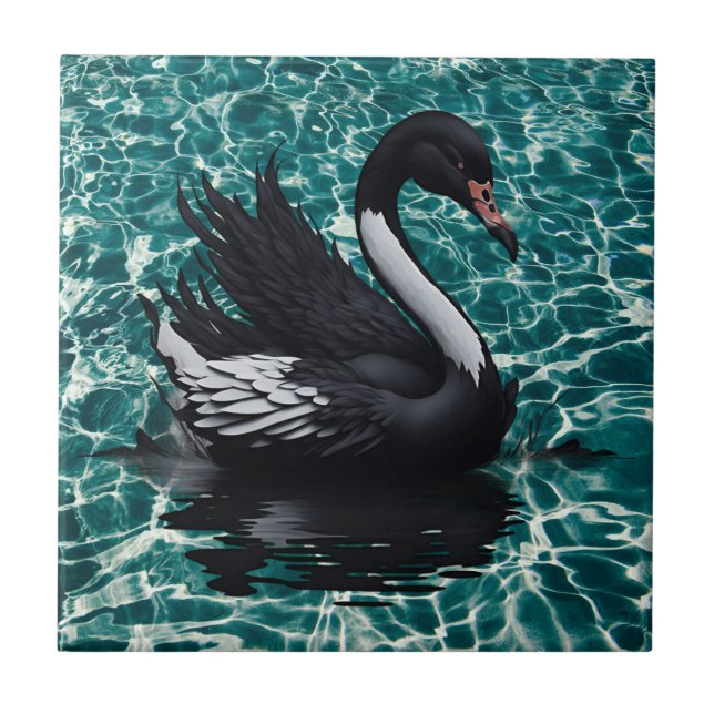 A Touch of Elegance - Enchanting Black Svan Kakelplatta (Framsidan)