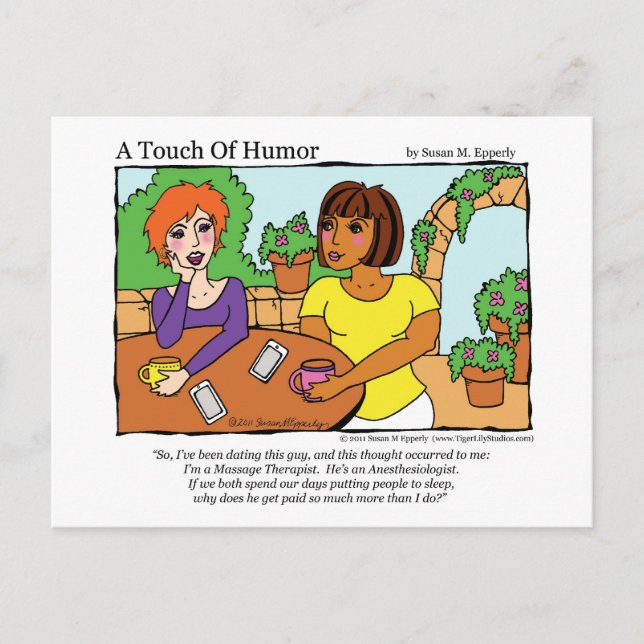 "A Touch of Humor" Anesthesiolog Massage Tecknad Vykort (Framsida)
