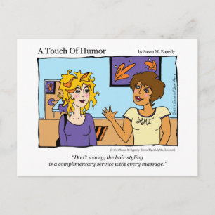 "A Touch of Humor" Free Hairstyle Massage Tecknad Vykort