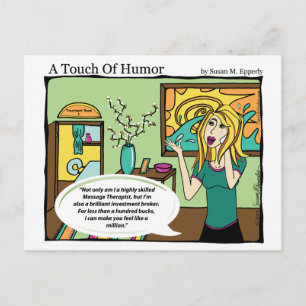 "A Touch of Humor" Investment Broker Massage Teckn Vykort