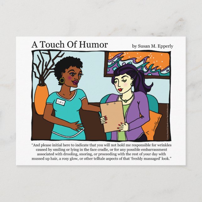 "A Touch of Humor" Massage Informed Consent Teckna Vykort (Framsida)