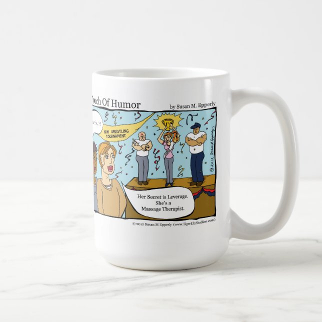 "A Touch of Humor" Massage Therapist Arm Wrestler Kaffemugg (Höger)