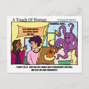"A Touch of Humor" Octopus Massage Tecknad Vykort