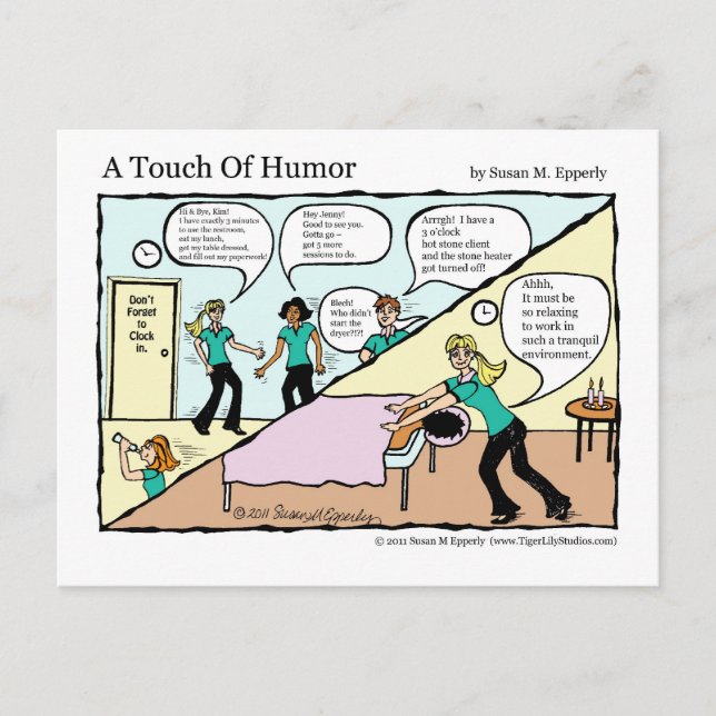 "A Touch of Humor" Spa-massage bakom Scenes Vykort (Framsida)