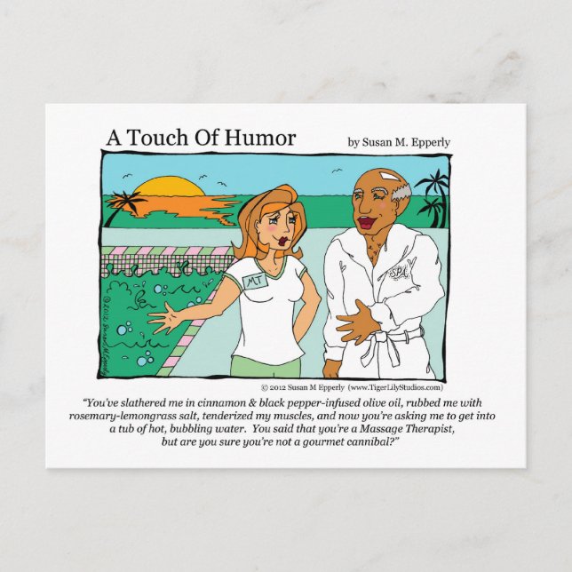 "A Touch of Humor" Spa Massage Cannibal Tecknad Vykort (Framsida)