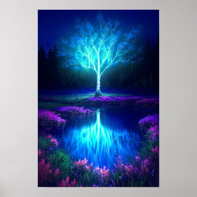 A Träd i Blue Amidst naturen Poster (Framsidan)