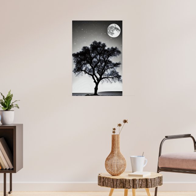 A träd i öknen under fullt ljus poster (Vardagsrum 3)