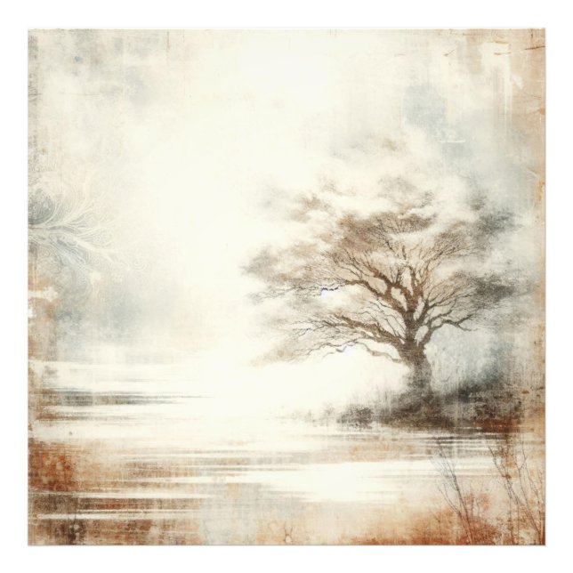 A Tree In The Mist Old Photo Graphic Design Fototryck (Framsidan)