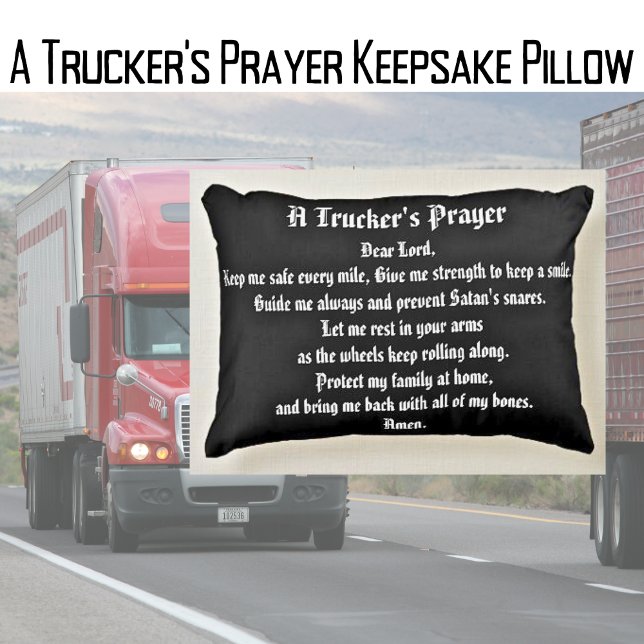 A Truckers bön Black and White Keepsaké Pillow Prydnadskudde (Skapare uppladdad)
