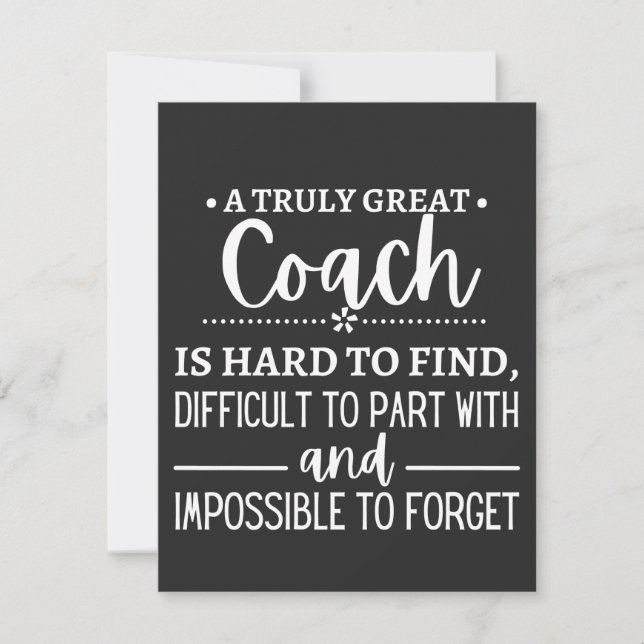 A Truly Great Coach is hard find Tack Kort (Framsida)
