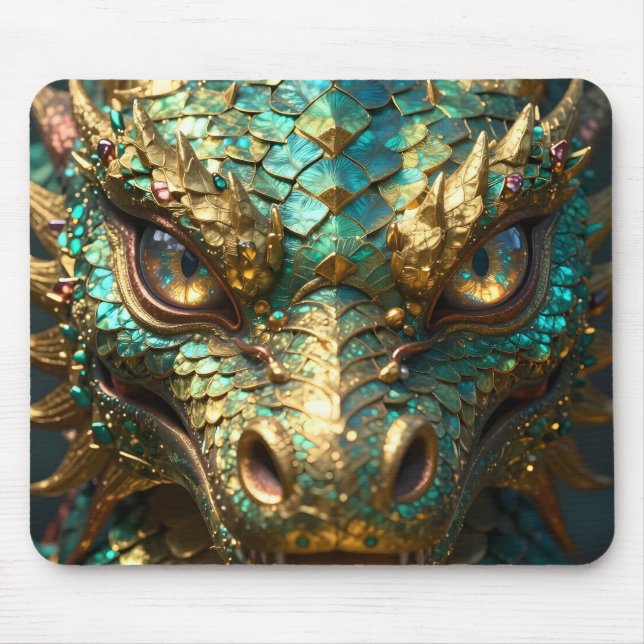 A Turquoise and Gold Dragon Mystical Musmatta (Framsidan)