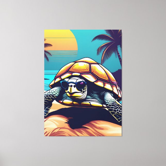 A Turtle Wearing Sunglasses Canvastryck (Framsida)
