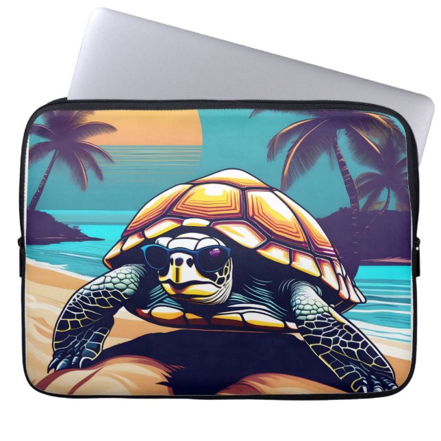 A Turtle Wearing Sunglasses Laptop Fodral (Framsidan)