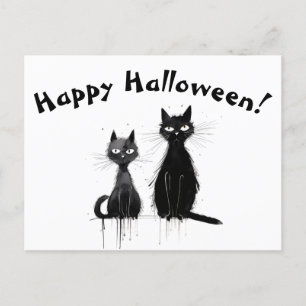 A Två Svarta katter Happy halloween Vykort