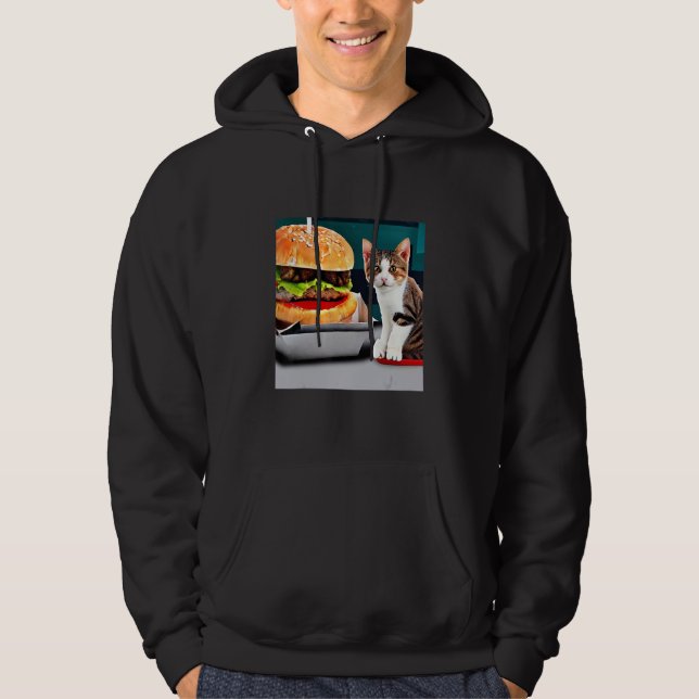 A Two Paw Feast Adorable Kitten Cat Kitty Burger D Hoodie (Framsida)
