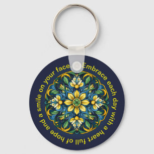 💚 💙 💛 A Unique Azulejo Elegance: Midnight Garde Nyckelring