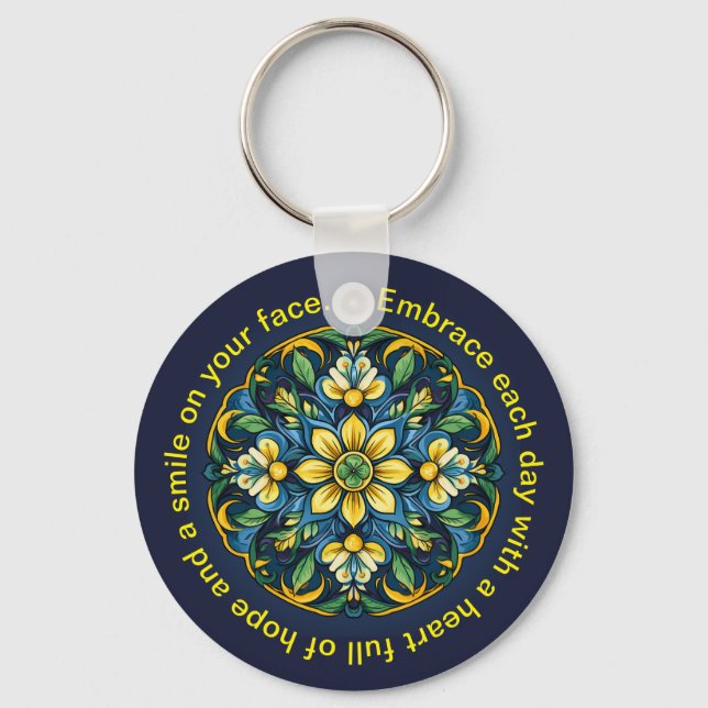 💚 💙 💛 A Unique Azulejo Elegance: Midnight Garde Nyckelring (Baksida)