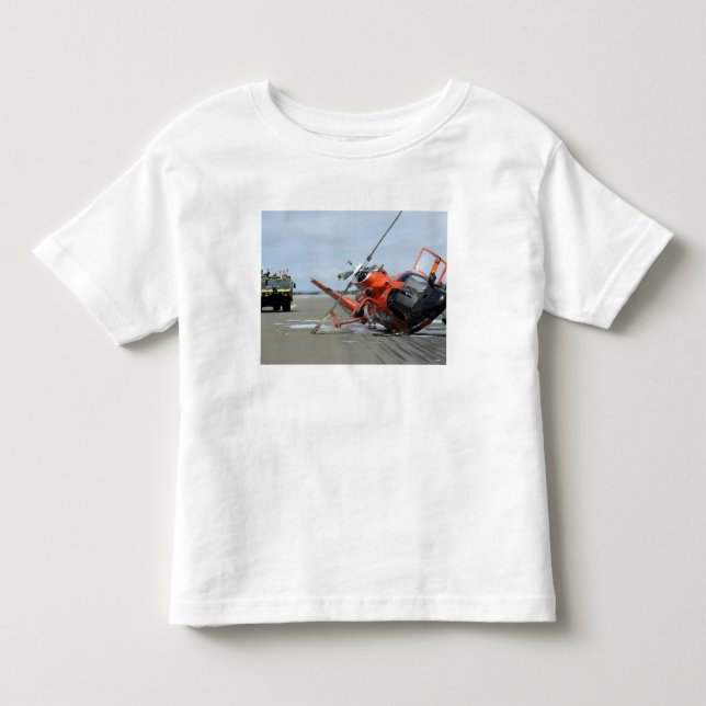 A US Kusten Guard MH-65 Dolphin-helikopterkrasch Tee Shirt (Framsida)