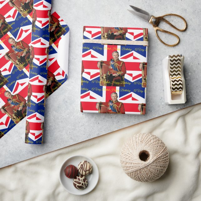 A Väldigt British Birthday Kung Charles British Fl Presentpapper (Hantverk)
