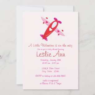 A Valentine Airplane Baby Shower-inbjudan Inbjudningar