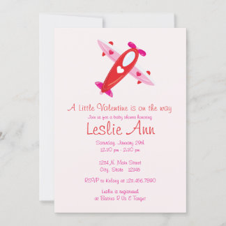 A Valentine Airplane Baby Shower-inbjudan Inbjudningar