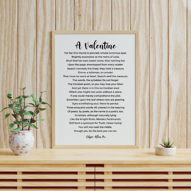 A Valentine Dikt av Edgar Allan Poe Poster (Skapare uppladdad)