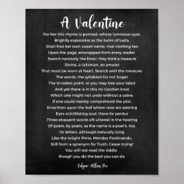 A Valentine Dikt Black and White Poster
